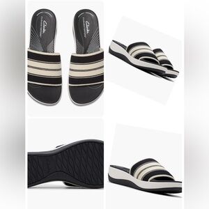 Clarks®
Arla Hollis Wedge
Sandal (Women)

Black and Cream Slide Sandals (NWB)